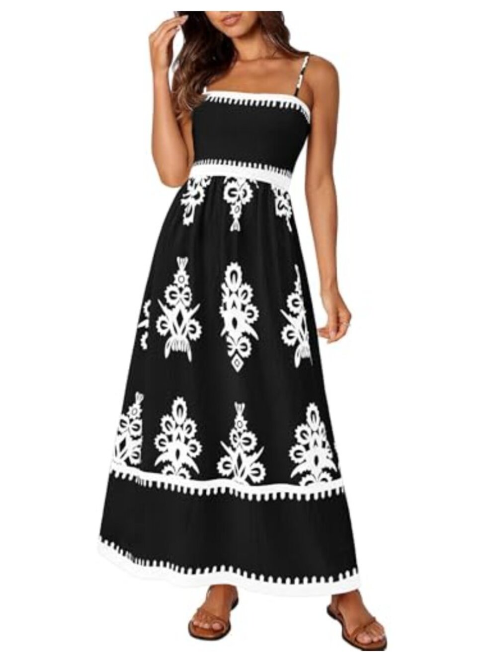 Boho Maxi Dress Sleeveless Floral Sundress with Pockets
